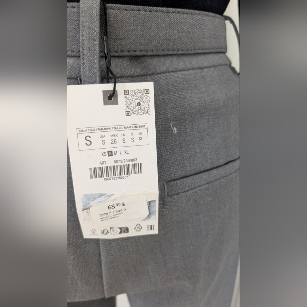 ZARA - Straight leg trousers with belt - Picture 4 of 4